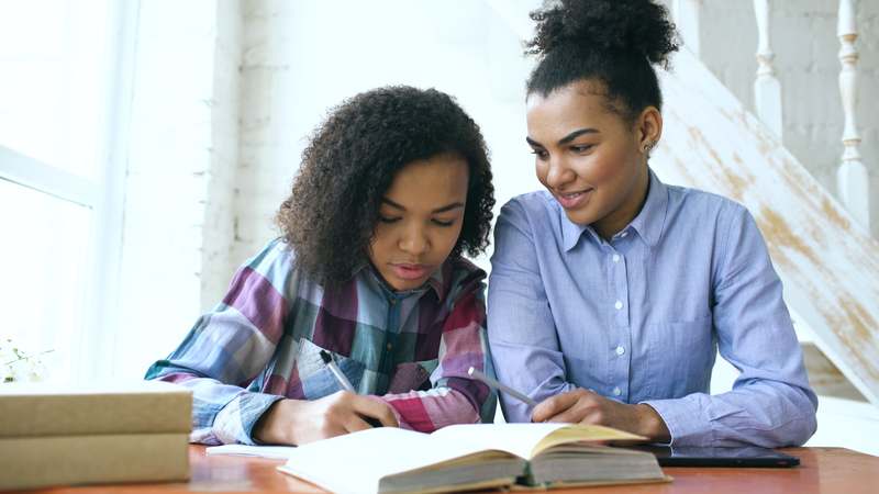 Person studying GRE verbal reasoning with books and laptop on a calm desk setup